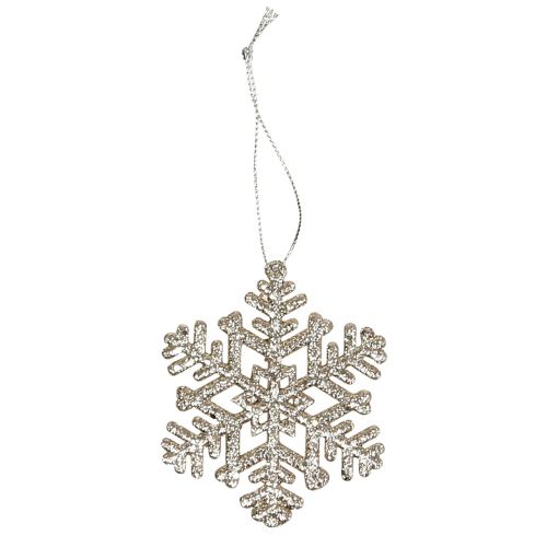 Floristik24 Fiocco di neve da appendere, decorazione natalizia, champagne decorativo in cristallo di ghiaccio con glitter 12 pezzi