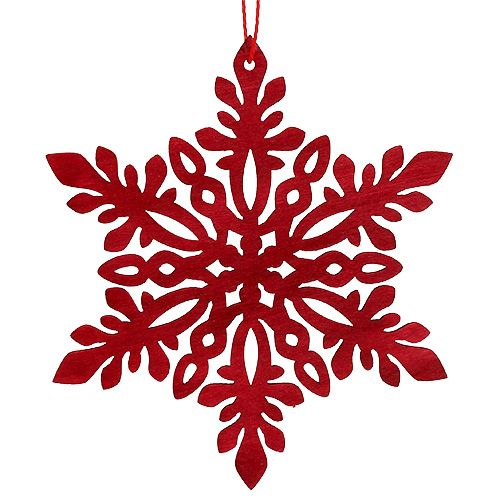 Floristik24 Fiocco di neve legno Ø8cm - Ø12cm natura/rosso 12p