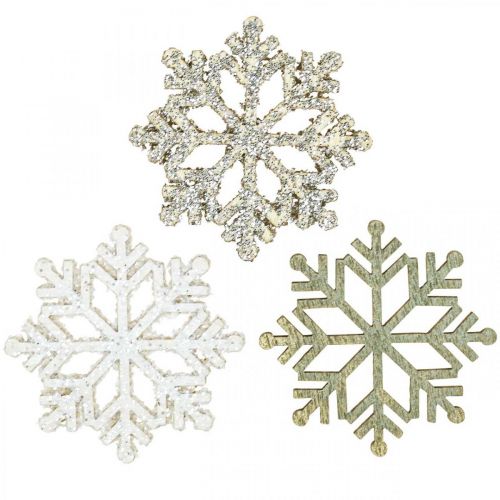 Floristik24 Fiocco di neve naturale, mix di mica bianca Ø4cm 72 pz