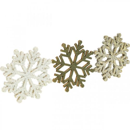 Floristik24 Fiocco di neve naturale, mix di mica bianca Ø4cm 72 pz
