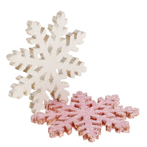Prodotto Fiocco di neve 4 cm rosa/bianco con glitter 72 pz