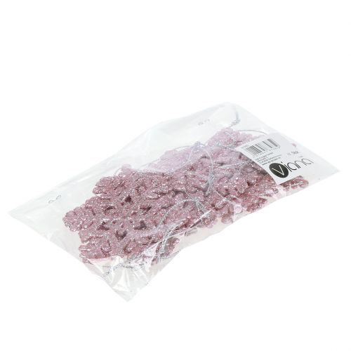 Floristik24 Fiocco di neve Ø8cm rosa con glitter 12pz