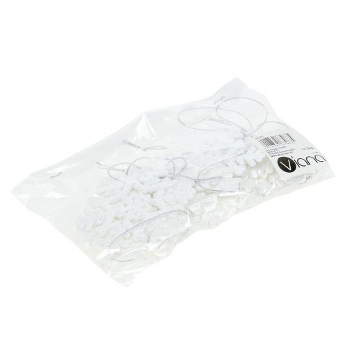 Floristik24 Fiocco di neve Ø8cm bianco con glitter 12 pezzi