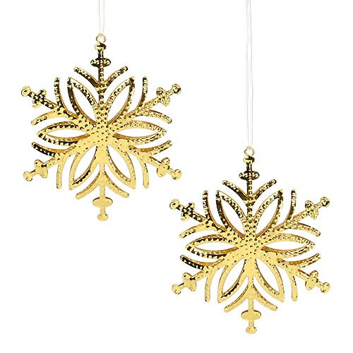 Fiocco di neve in metallo oro 10 cm 4 pezzi