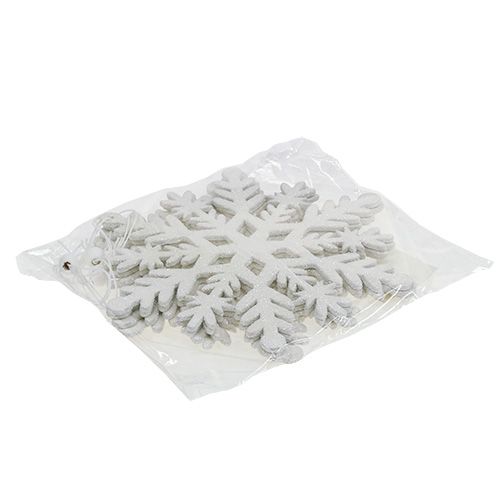 Floristik24 Fiocco di neve bianco con mica 20cm 4 pezzi