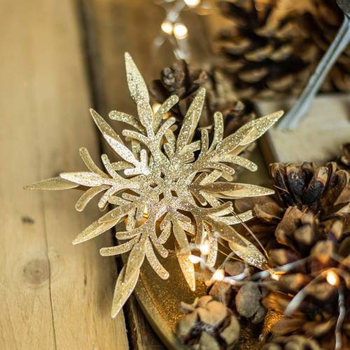 Prodotto Fiocco di neve effetto 3D oro 16 cm x 15,5 cm 2 pz