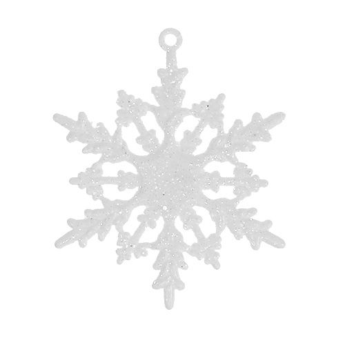 Prodotto Fiocco di neve da appendere 7cm bianco con glitter 36pz