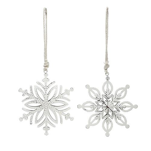 Floristik24 Fiocco di neve in metallo bianco 10,5-11 cm 4 pezzi