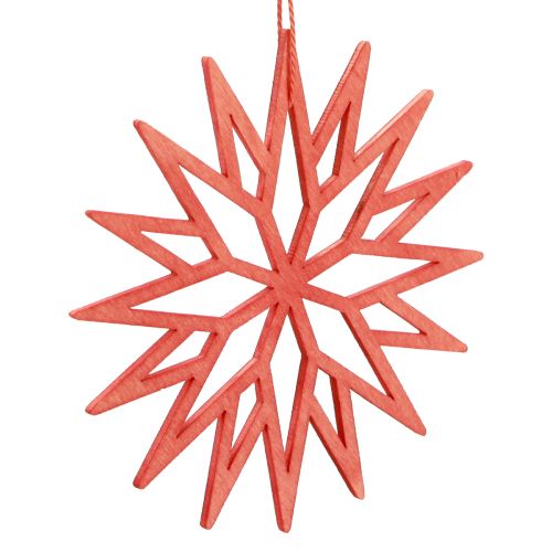 Prodotto Decorazione fiocco di neve decorazioni per albero in legno arancione 10 cm 12 pz