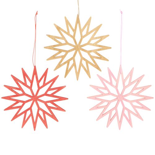 Decorazione fiocco di neve decorazioni per albero in legno arancione 15 cm 8 pz