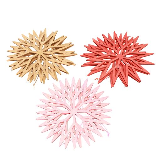Prodotto Decorazione fiocco di neve decorazioni per albero in legno arancione 15 cm 8 pz