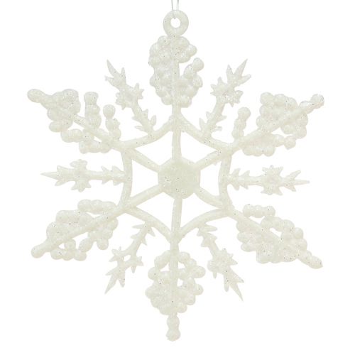 Prodotto Decorazione fiocco di neve cristalli di ghiaccio glitter bianchi 10 cm 12 pz