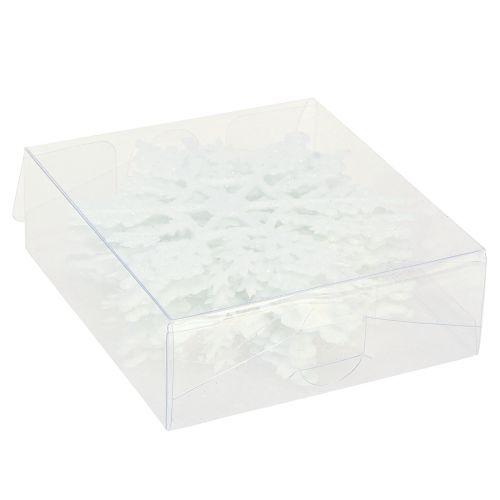 Prodotto Decorazione fiocco di neve cristalli di ghiaccio glitter bianchi 10 cm 12 pz