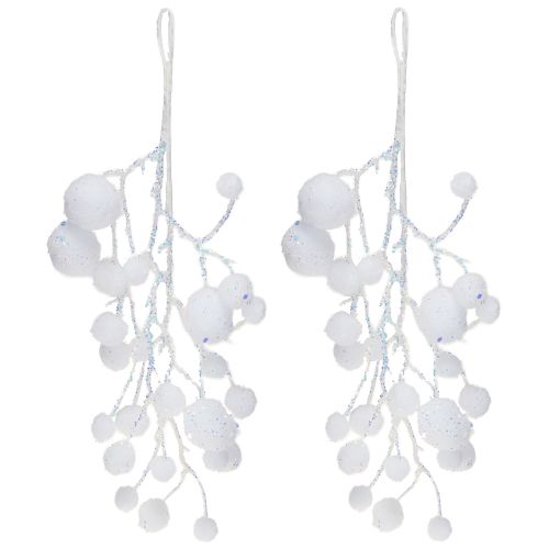 Prodotto Rami decorativi a forma di fiocco di neve da appendere con glitter, 30 cm, 2 pezzi