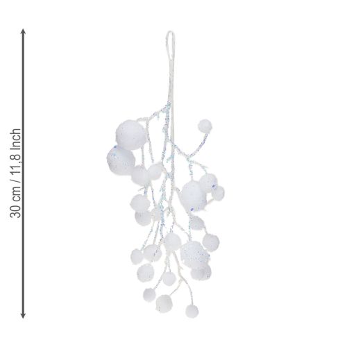 Prodotto Rami decorativi a forma di fiocco di neve da appendere con glitter, 30 cm, 2 pezzi