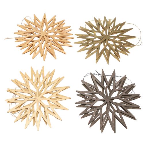 Prodotto Fiocchi di neve Decorazioni decorative in legno per albero di Natale Marrone 15 cm 8 pz