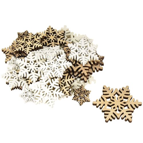 Prodotto Decorazione in legno con fiocchi di neve, bianchi, naturali, 3/5/7 cm, assortiti, 36 pezzi