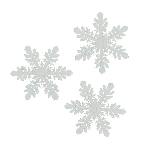 Floristik24 Fiocchi di neve in legno bianchi Ø3,7 cm 48 pz