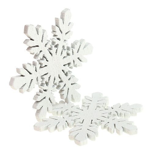 Floristik24 Fiocchi di neve in legno bianchi Ø3,7 cm 48 pz