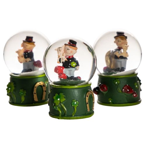 Globo di neve portafortuna con personaggio spazzacamino, 4 cm, 3 pezzi | Floristik24.it