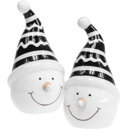 Prodotto Figura pupazzo di neve deco ceramica nero bianco 12,5 cm 3 pezzi