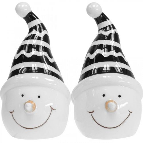 Prodotto Figura pupazzo di neve deco ceramica nero bianco 12,5 cm 3 pezzi