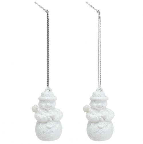 Floristik24 Decorazioni da sospendere Pupazzo di neve bianco scintillante 4,5 cm 12 pezzi