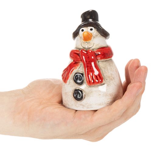 Statuetta di pupazzo di neve con sciarpa rossa, decorazione natalizia, 10 cm | Floristik24.it