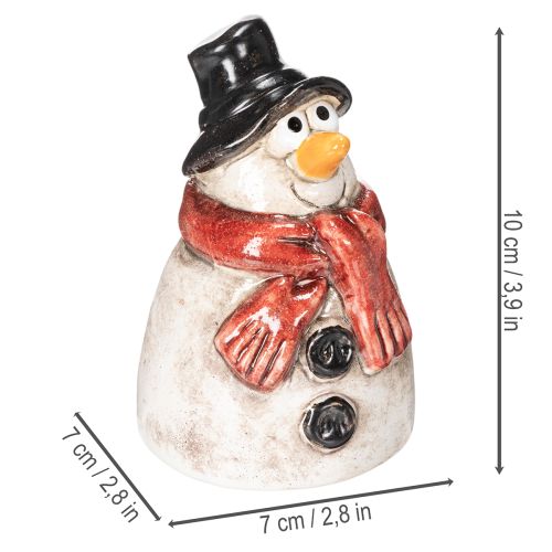 Statuetta di pupazzo di neve con sciarpa rossa, decorazione natalizia, 10 cm | Floristik24.it