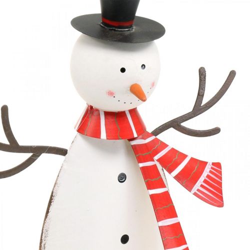 Floristik24 Decorazione natalizia, pupazzo di neve con sciarpa, decorazione in metallo per l&#39;inverno H33cm