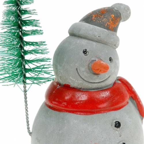 Floristik24 Figura natalizia pupazzo di neve con abete grigio cemento, colorato 9 cm - 11 cm 4 pezzi