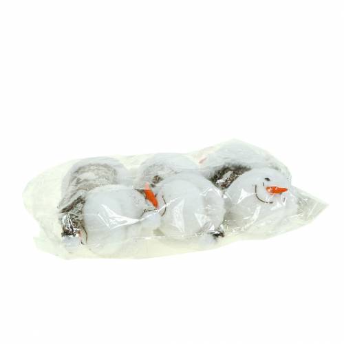Floristik24 Decorazione da sospendere Testa di pupazzo di neve 9 cm x 6 cm 6 pezzi