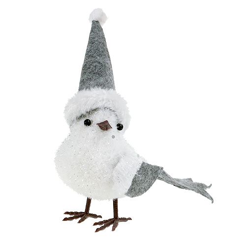Uccello delle nevi con cappuccio 18 cm bianco, grigio 3 pezzi