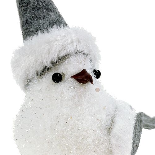 Floristik24 Uccello delle nevi con cappuccio 18 cm bianco, grigio 3 pezzi