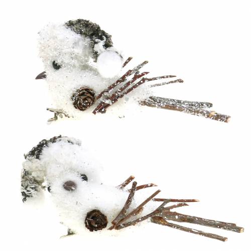 Uccello delle nevi su clip 8 cm x 6,5 cm 6 pezzi
