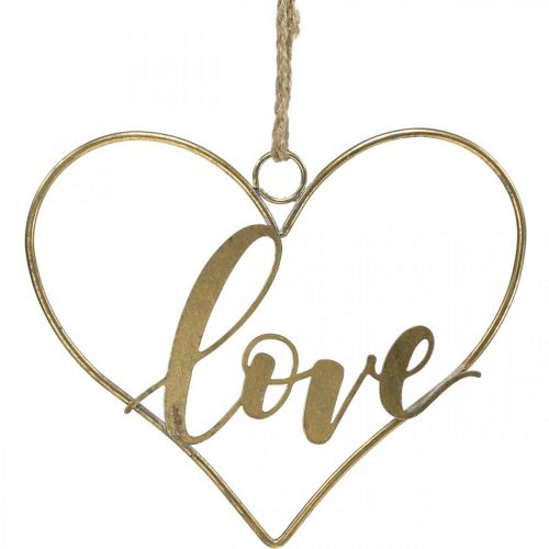 Scritta Love cuore deco metallo oro da appendere 27cm