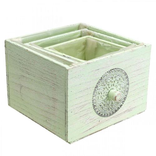 Prodotto Cassetta per piante cassetto decorativo shabby verde 15-23cm set di 3