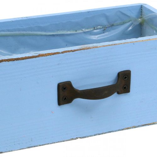 Prodotto Cassettiera per piante in legno azzurro cassetta per piante shabby chic 25×13×8 cm