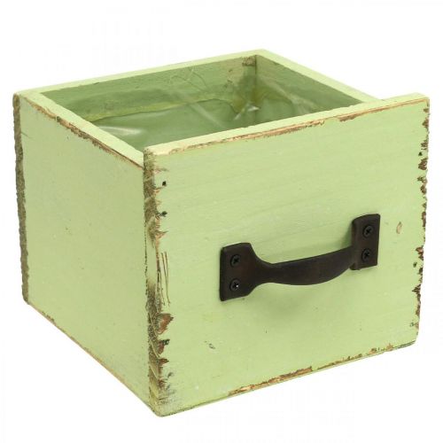 Floristik24 Cassetto fioriera verde chiaro shabby chic 12,5×12,5×10cm