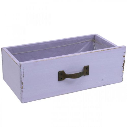 Fioriera Decorativa Cassetto Shabby Chic Legno Viola 25×13×8cm