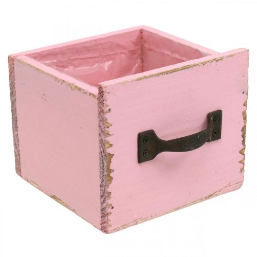 Floristik24 Cassetto decorativo per piantare legno rosa shabby chic 12,5×12,5×10cm