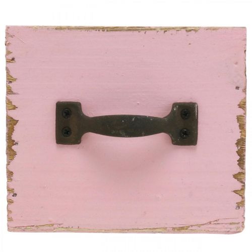 Floristik24 Cassetto decorativo per piantare legno rosa shabby chic 12,5×12,5×10cm