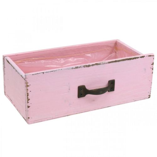 Floristik24 Fioriera a cassetto in legno rosa shabby chic deco 25×13×8cm
