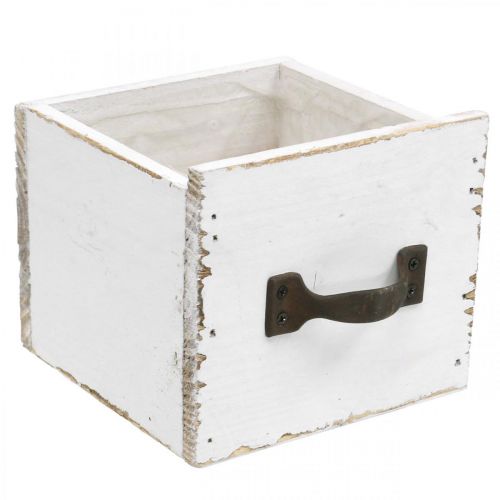 Floristik24 Cassetto per piante in legno bianco decoro shabby chic 12,5×12,5×10cm