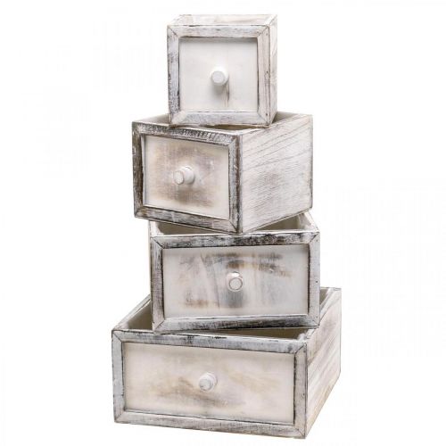 Floristik24 Fioriera cassetto in legno effetto antico crema 24/20/16/12 cm set di 4