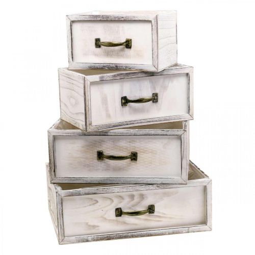 Floristik24 Fioriera cassetto in legno crema vintage 40/35/30/25 cm set di 4