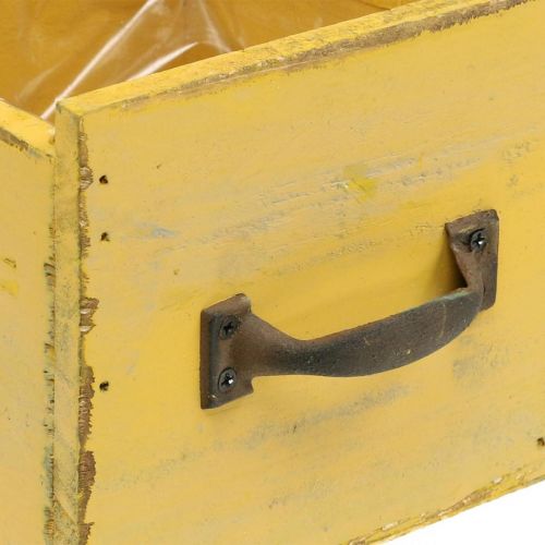 Floristik24 Cassetto decorativo vintage fioriera in legno giallo 12,5×12,5×11 cm