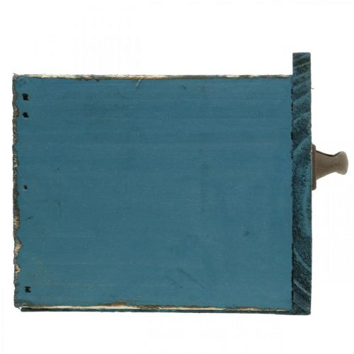 Floristik24 Cassetto per piante blu decoro legno shabby chic 12,5×12,5×11cm
