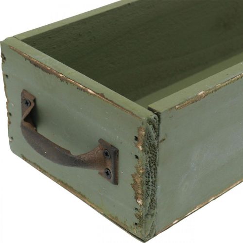 Floristik24 Deco cassetto Vassoio in legno effetto vintage verde shabby 65×11×7 cm