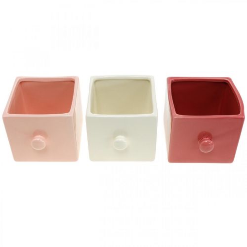 Floristik24 Cassetto per piantare, decorazione in ceramica, cassetto decorativo, fioriera 3 pezzi